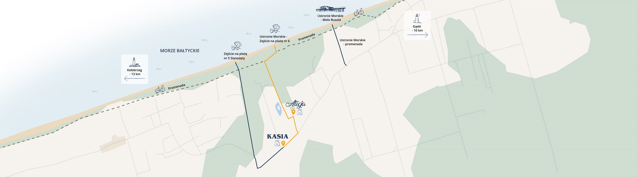 mapa atrakcji wokół willi kasia w utronie morskie