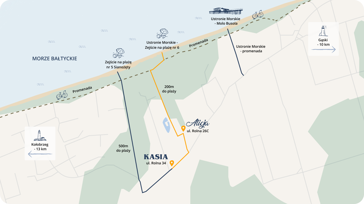 mapa atrakcji wokół willi kasia w utronie morskie